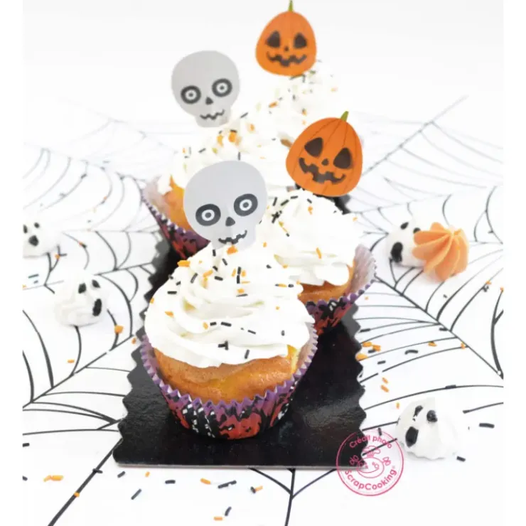 SCRAPCOOKING 24 Caissettes Cupcake + 24 Cake Toppers Halloween Discount