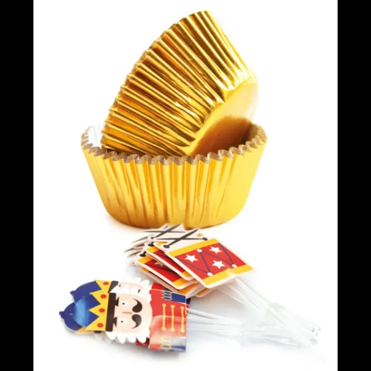 SCRAPCOOKING 24 Caissettes Cupcakes + 24 Cake Toppers Casse Noisette New