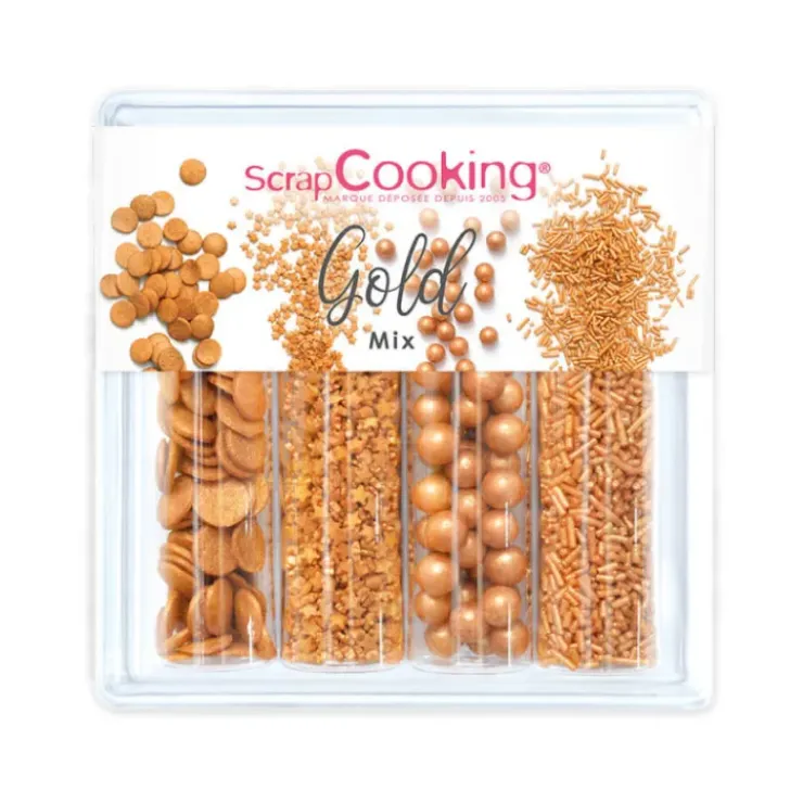 SCRAPCOOKING 4 Décors en Sucre Gold Mix 62 g