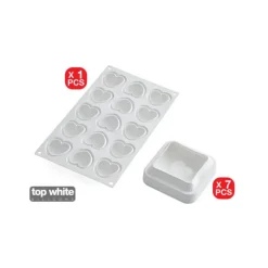 SILIKOMART 7 Moules Silicone Coussin et 1 Plaque 15 Cœurs Bombés Professional