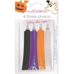 SCRAPCOOKING 4 Stylos Glaçage Chocolat Noir Violet Orange et Blanc Sale