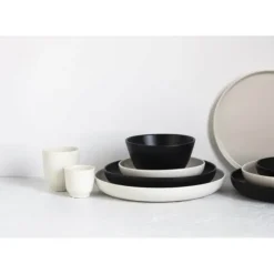 REVOL Assiette Plate Porcelaine Noire 24 cm Adélie Discount