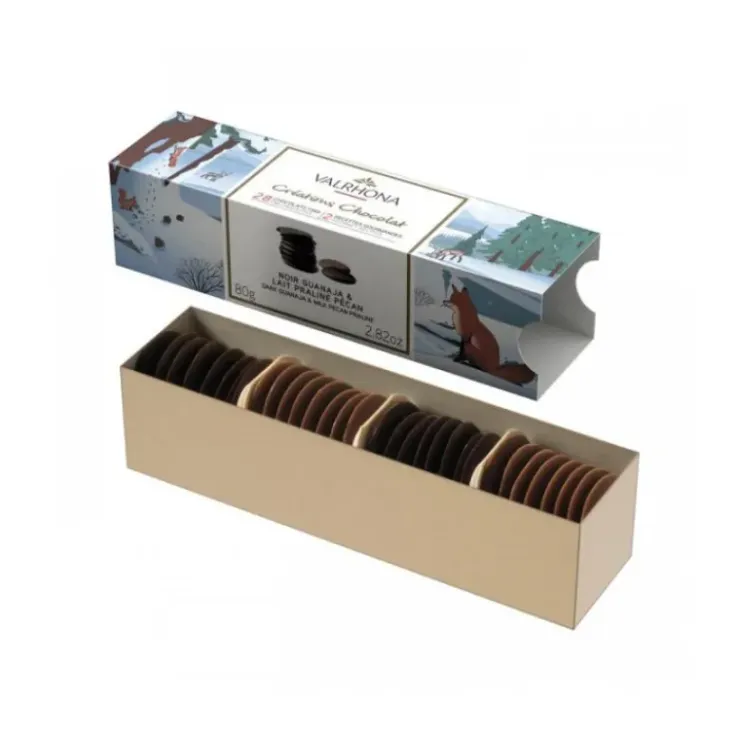 VALRHONA Assortiment Palets Chocolat Noir Guanaja et Lait Praliné Pécan 80 g Discount
