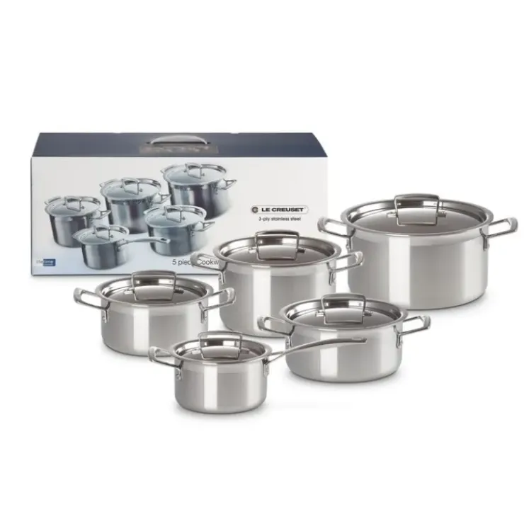 LE CREUSET Batterie de Cuisine 5 Pièces Inox Discount