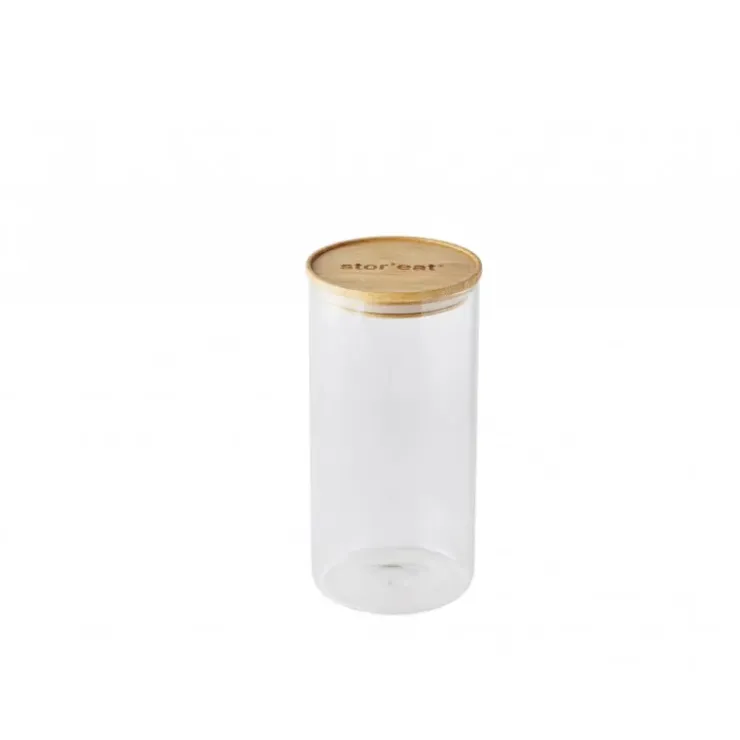 MASTRAD Bocal en Verre 1,75 L avec Couvercle Bambou Stor'eat Discount