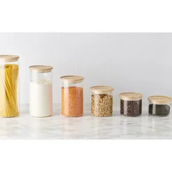 MASTRAD Bocal en Verre 600 ml avec Couvercle Bambou Stor'eat Sale