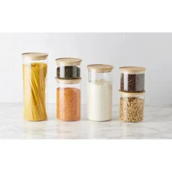 MASTRAD Bocal en Verre 600 ml avec Couvercle Bambou Stor'eat Sale