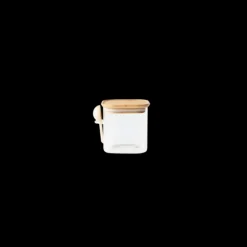 PEBBLY Boite de Conservation Carrée en Verre et Bambou avec Cuillère Doseuse 800 ml
