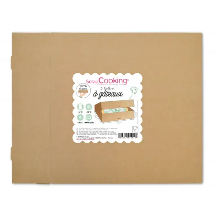 SCRAPCOOKING Boîte à Gâteau en Carton 32 x 32 x 8 cm (x2 ) Sale