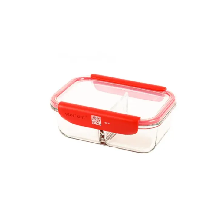MASTRAD Boîte de Conservation Connectée avec Compartiments 1 L Rouge Stor'eat Hot