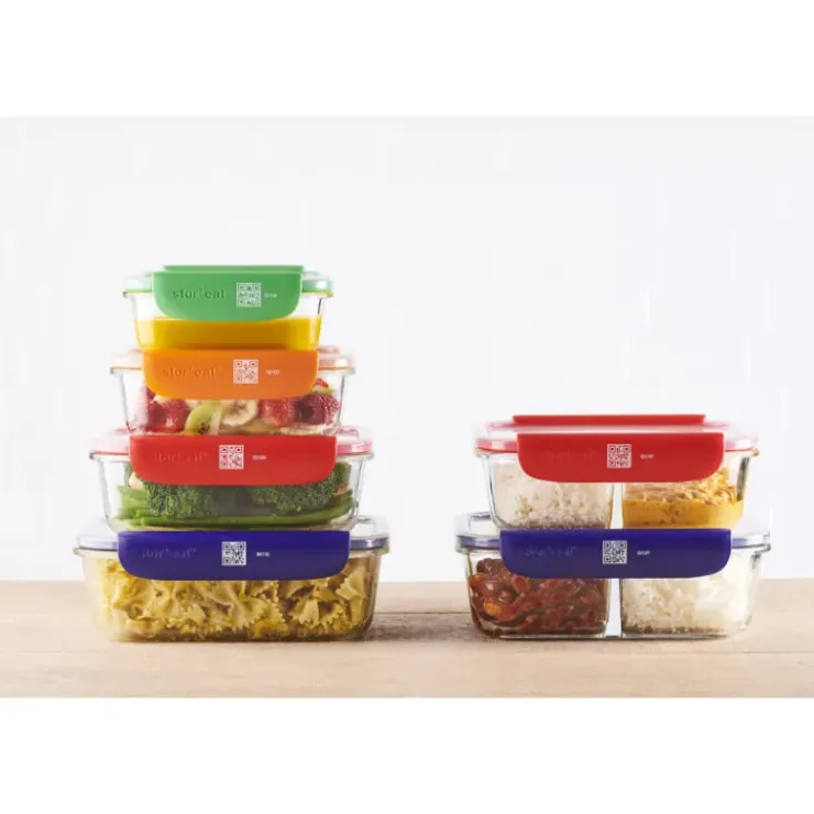 MASTRAD Boîte de Conservation Connectée avec Compartiments 1 L Rouge Stor'eat Hot