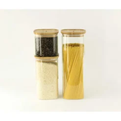 PEBBLY Boîte de Conservation en Verre et Bambou Carré 800 ml Hot