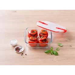 PYREX Boîte de Conservation en Verre Carrée 20 x 17 cm 1 L Cook & Heat Hot