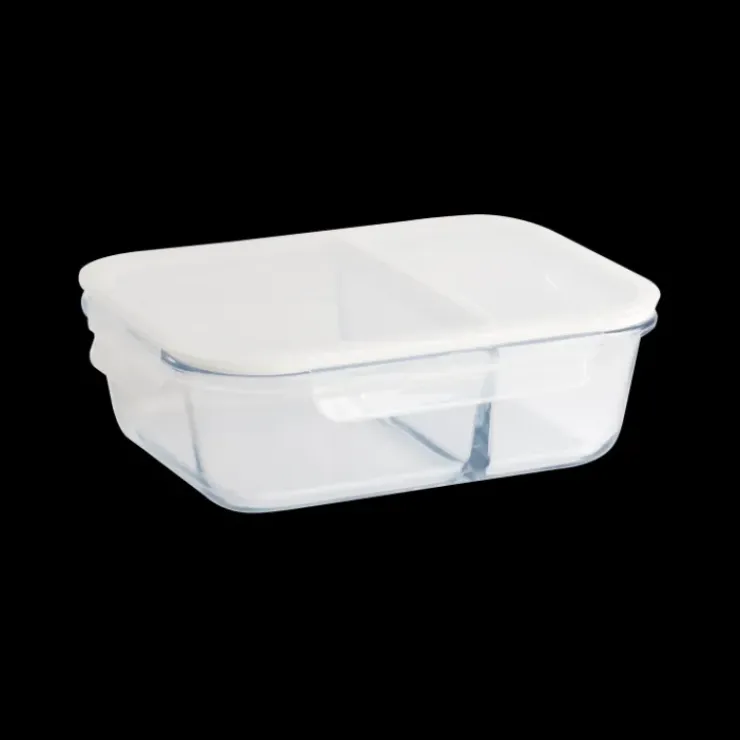 PEBBLY Boîte de Conservation en Verre avec Compartiments Rectangle 1450 ml Outlet