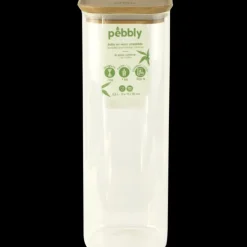 PEBBLY Boîte de Conservation en Verre et Bambou Carré 2,2 L Discount