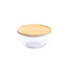 PEBBLY Boîte de Conservation en Verre et Bambou Rond 770 ml New