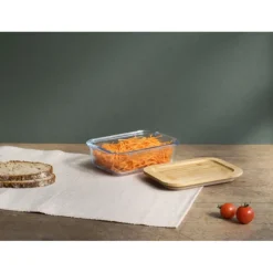 PEBBLY Boîte de Conservation en Verre et Bambou Rectangle 640 ml Hot