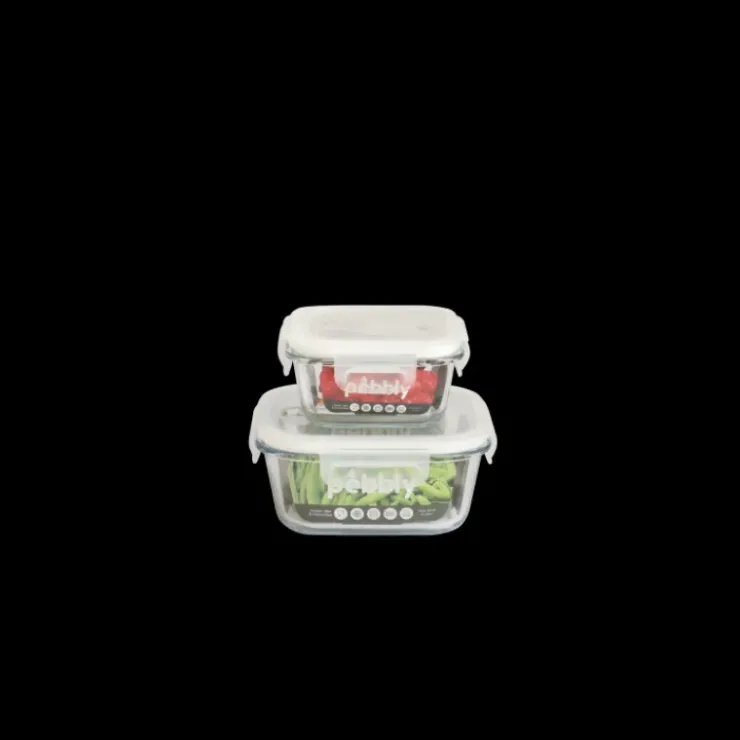 PEBBLY Boîte de Conservation en Verre Carré 320 ml Discount