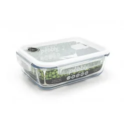 PEBBLY Boîte de Conservation en Verre Rectangle 1,5 L