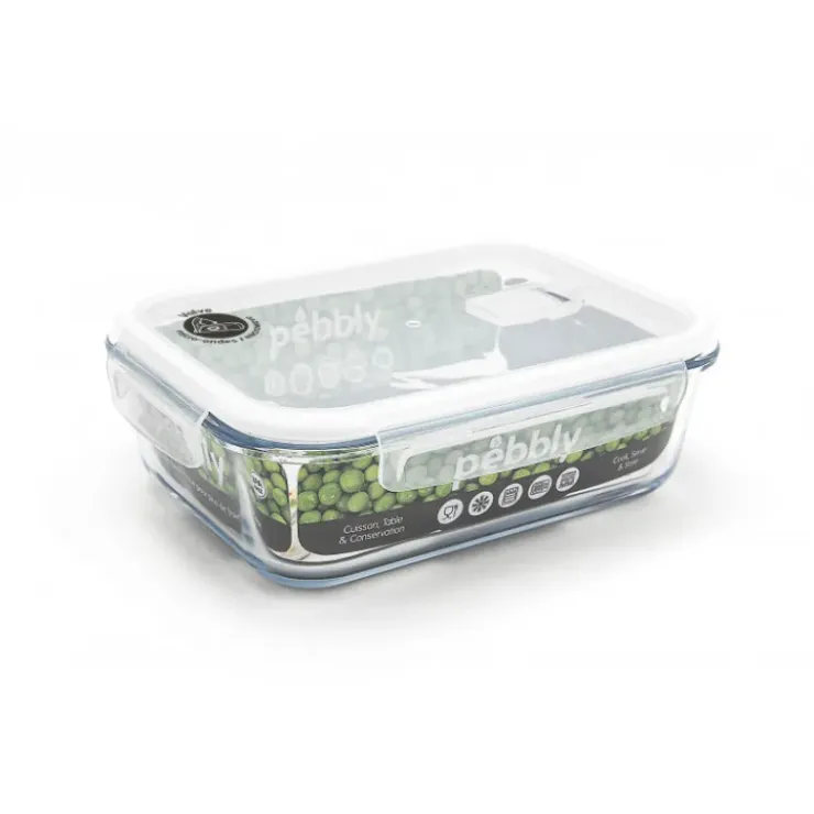 PEBBLY Boîte de Conservation en Verre Rectangle 1,5 L