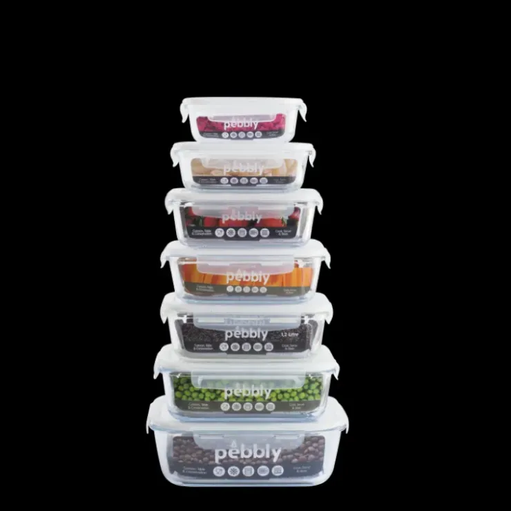 PEBBLY Boîte de Conservation en Verre Rectangle 1,5 L