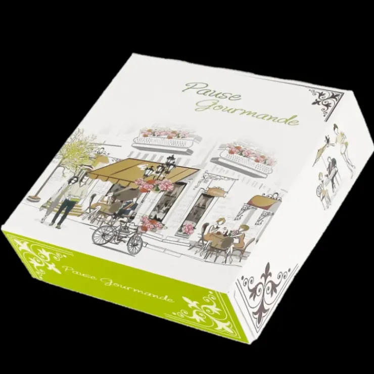 CUISINEADDICT Boîte pâtissière Pause Gourmande - 18 x H 5 cm - (x50) Discount