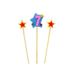 GATODECO Bougie Chiffre 7 avec 2 bougies étoiles Gatodéco
