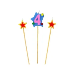 GATODECO Bougie Chiffre 4 avec 2 bougies étoiles Gatodéco Hot