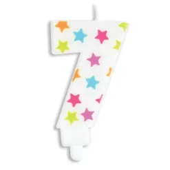 SCRAPCOOKING Bougie Chiffre 7 Blanche à Etoiles Multicolores Best