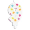 SCRAPCOOKING Bougie Chiffre 9 Blanche à Etoiles Multicolores Discount
