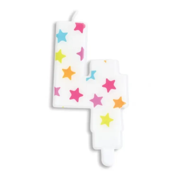 SCRAPCOOKING Bougie Chiffre 4 Blanche à Etoiles Multicolores Online