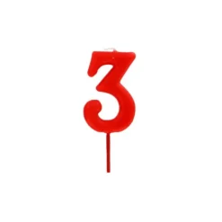 GATODECO Bougie Chiffre 3 Rouge Gatodéco Outlet