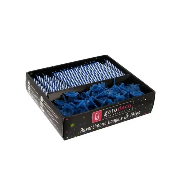 GATODECO Bougies Bleues avec Supports (x125) Gatodéco Discount