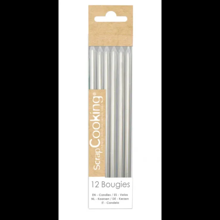 SCRAPCOOKING Bougies Longues Argentées 12 cm (x12) Clearance