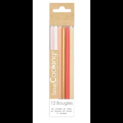 SCRAPCOOKING Bougies Longues Rose et Or 12 cm (x12) New