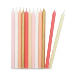 SCRAPCOOKING Bougies Longues Rose et Or 12 cm (x12) New