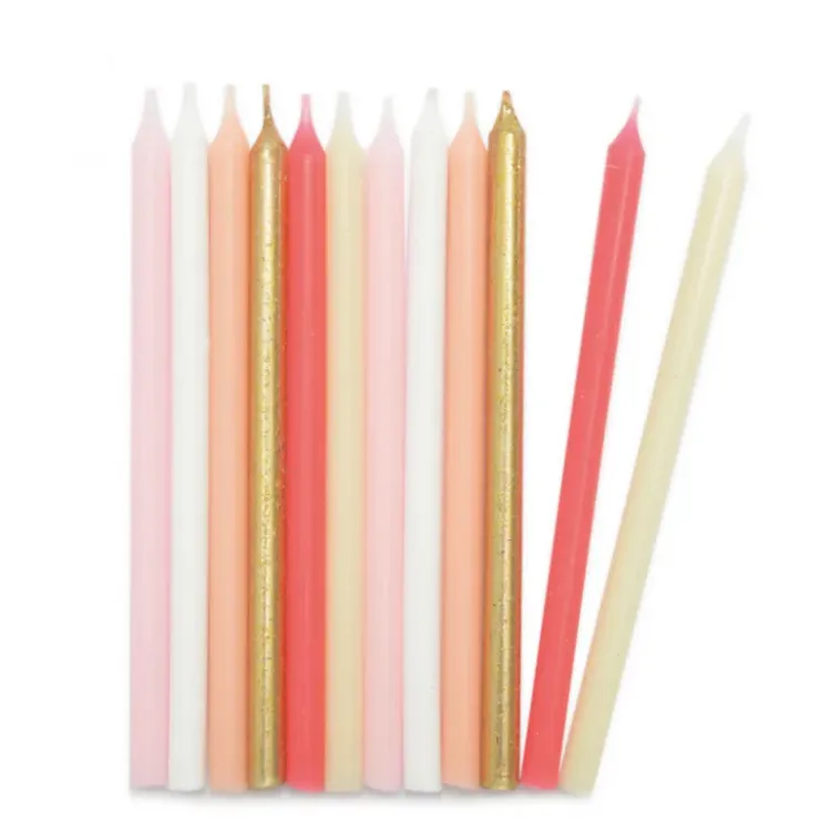 SCRAPCOOKING Bougies Longues Rose et Or 12 cm (x12) New