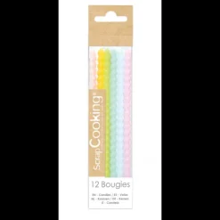 SCRAPCOOKING Bougies Longues Torsadées Pastel 12 cm (x12) Sale