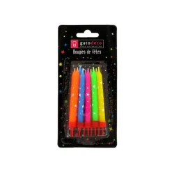 GATODECO Bougies Multicolores à Etoiles Blanches (x10) Gatodéco Hot
