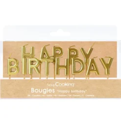SCRAPCOOKING Bougies "Happy Birthday" Dorées