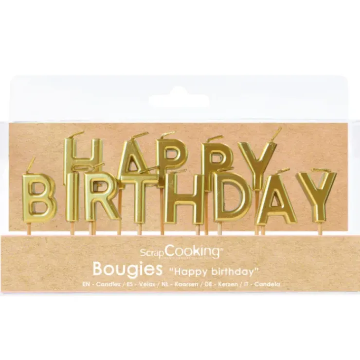 SCRAPCOOKING Bougies "Happy Birthday" Dorées