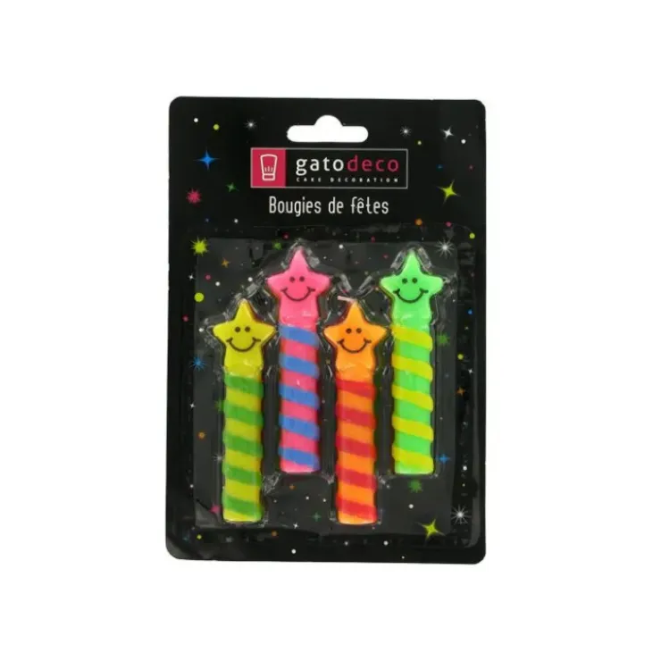 GATODECO Bougies Smileys Etoiles (x4) Gatodéco Outlet