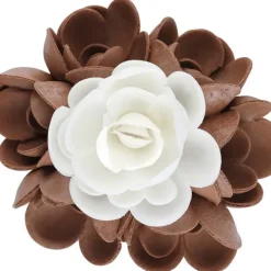 FLORENSUC Bouquet Fleur Azyme 10 cm Blanc et Marron 5 cm (x6)