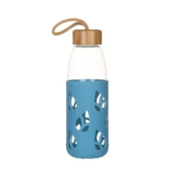 PEBBLY Bouteille en Verre avec Protection Silicone Bleu 55 cl Online