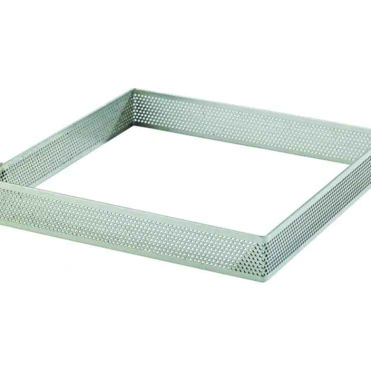 MALLARD FERRIERE Cadre à Tarte Carré Inox Perforé 12 cm H.2 cm Hot