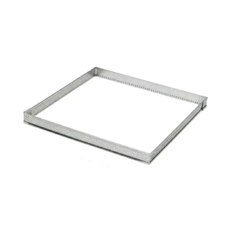 MALLARD FERRIERE Cadre à Tarte Carré Inox Perforé 22 cm H.2 cm New