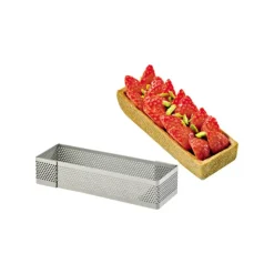 MALLARD FERRIERE Cadre à Tarte Rectangle Inox Perforé 24x8 cm H.2 cm Hot