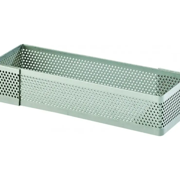 MALLARD FERRIERE Cadre à Tarte Rectangle Inox Perforé 24x8 cm H.2 cm Hot
