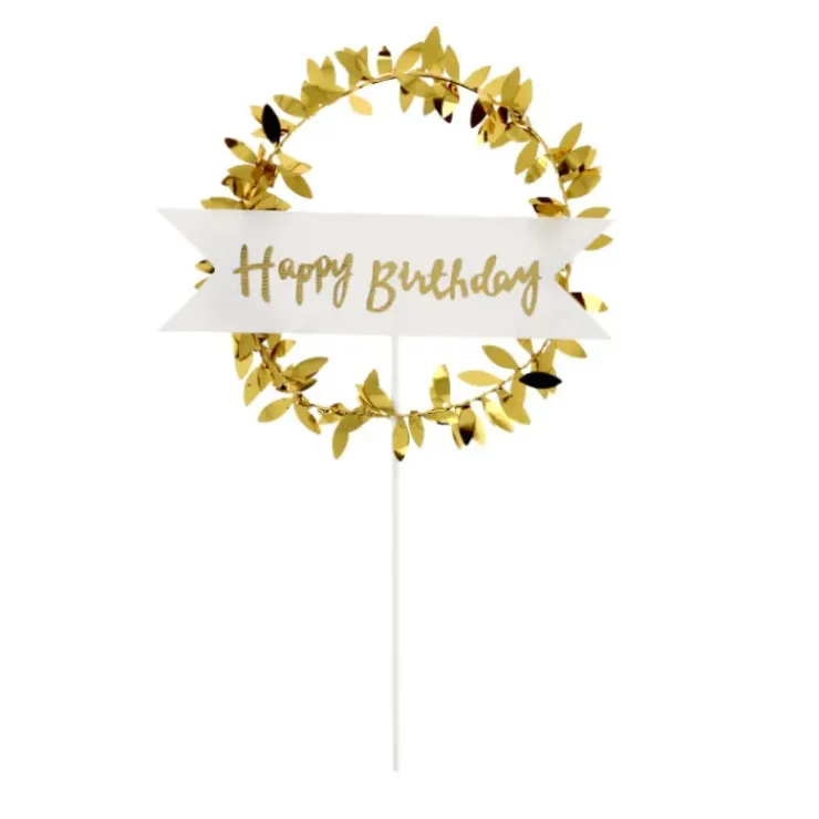 PATISDECOR Cake Topper Happy Birthday Couronne Dorée Patisdécor Outlet