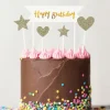 PATISDECOR Cake Topper Happy Birthday Cœurs et Étoiles Dorés (x10) Patisdécor Discount